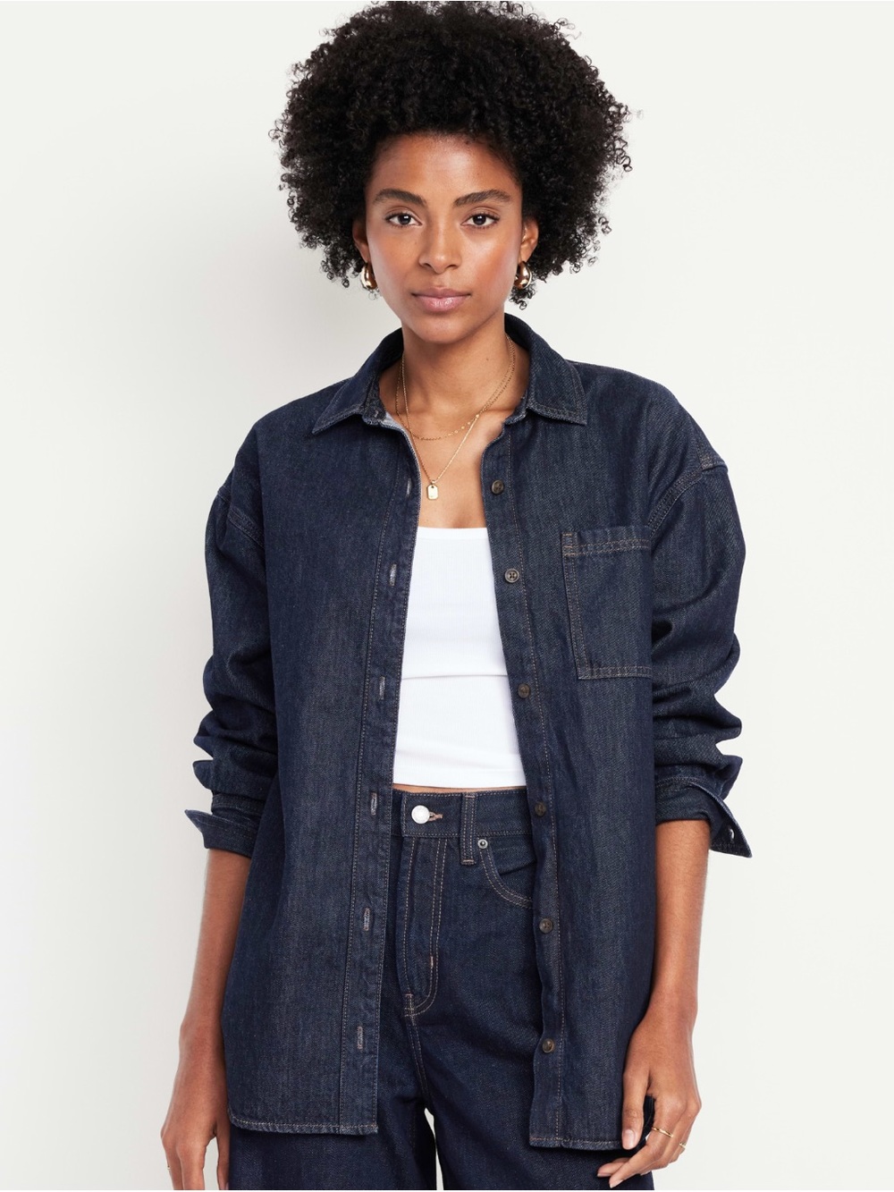 Old Navy Oversized Boyfriend Button-Down
Jean Shirt
